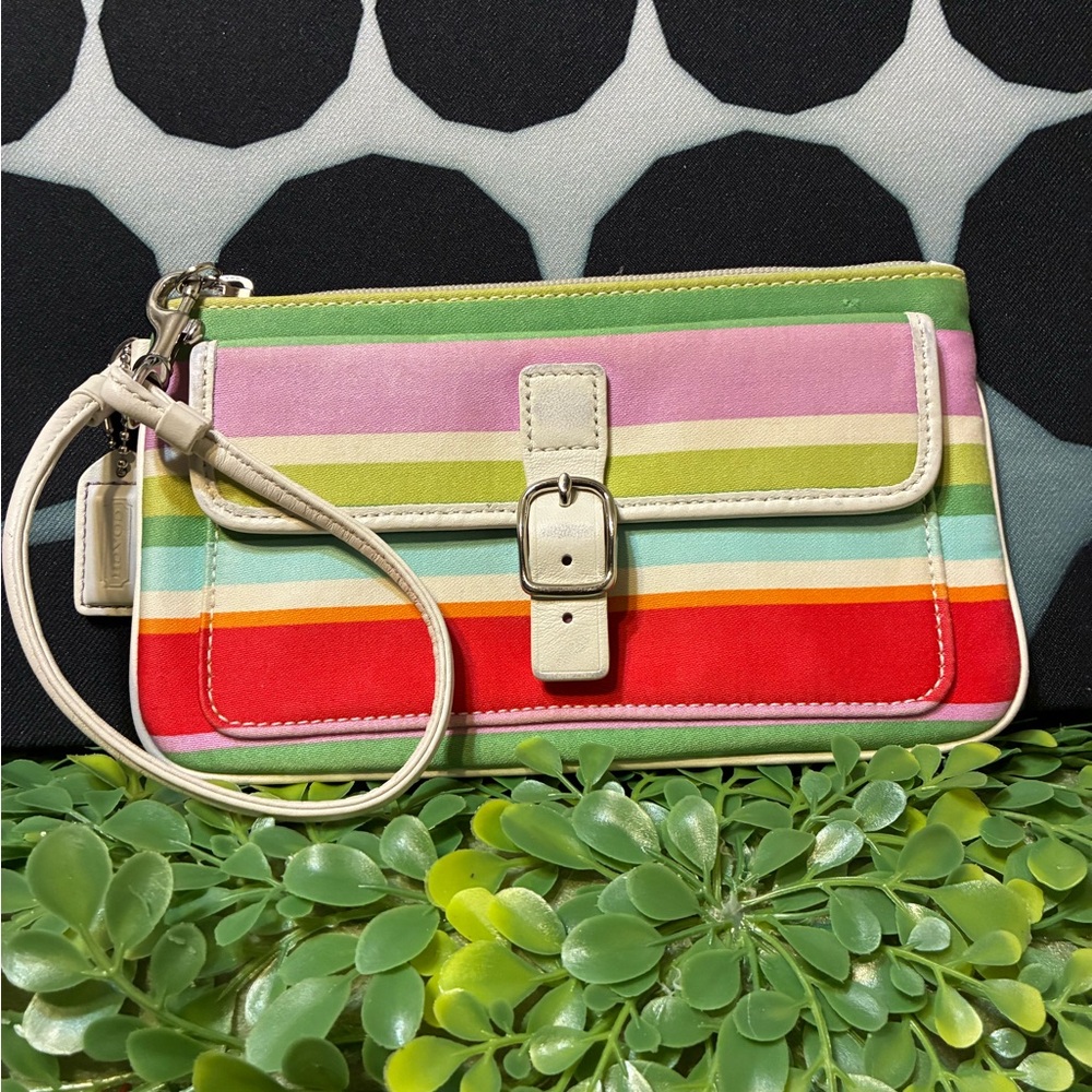 Coach Legacy Stripe Multicolored Wristlet